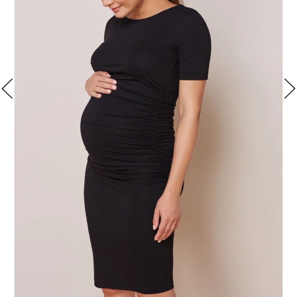 Isabella Oliver Ruched Tshirt Maternity Dress - Black Size 2